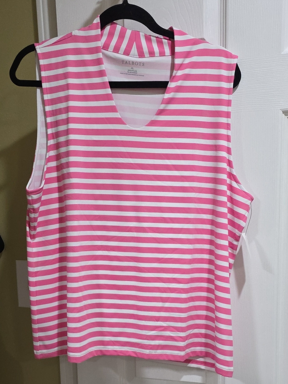 Talbots Pink & White Striped Sleeveless Tank Xl